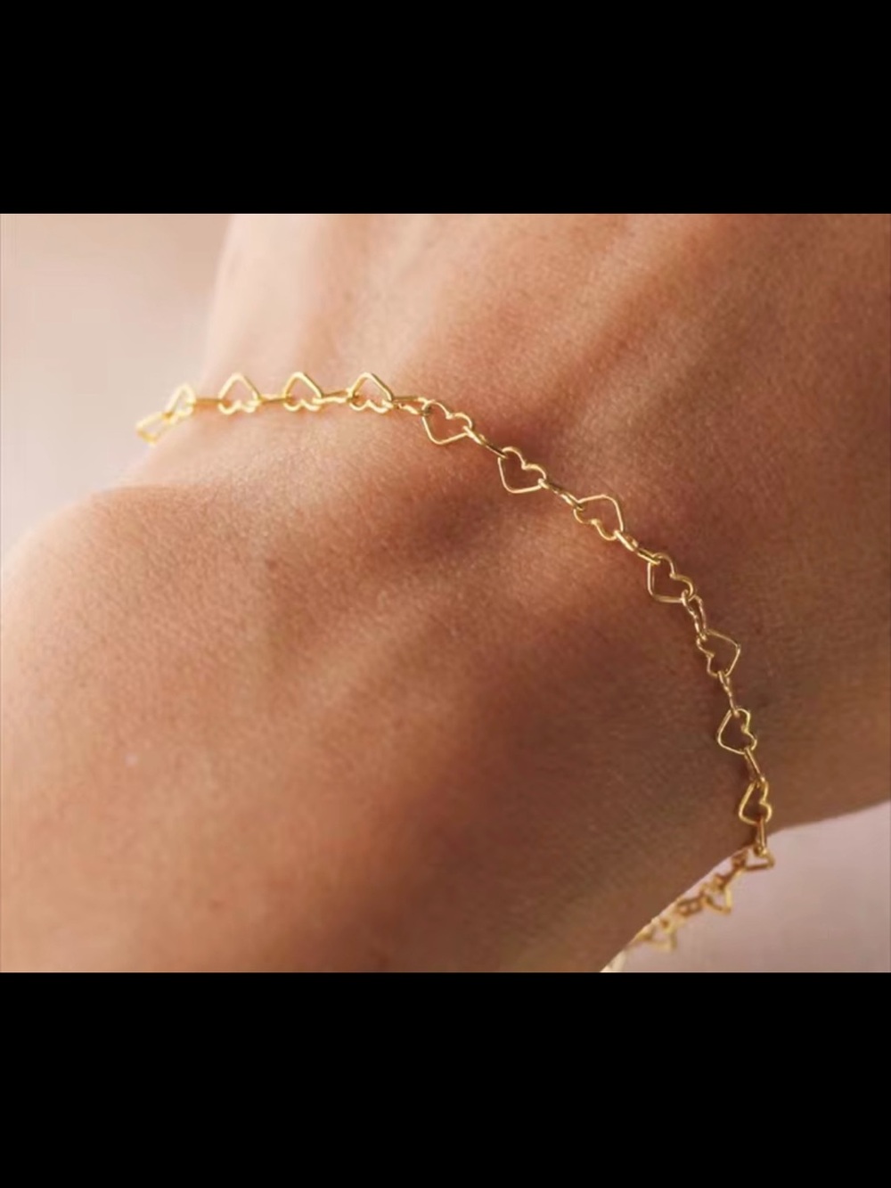 10K Solid Gold Twisted Heart Link Bracelet 2mm 6.5” Dainty Chain